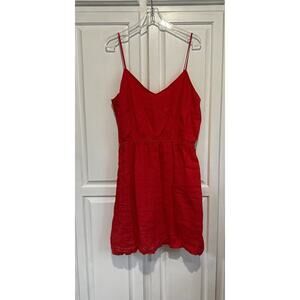 J. Crew 100% Linen Mini Dress Sleeveless Size XL Coral Lined Vacation Summer